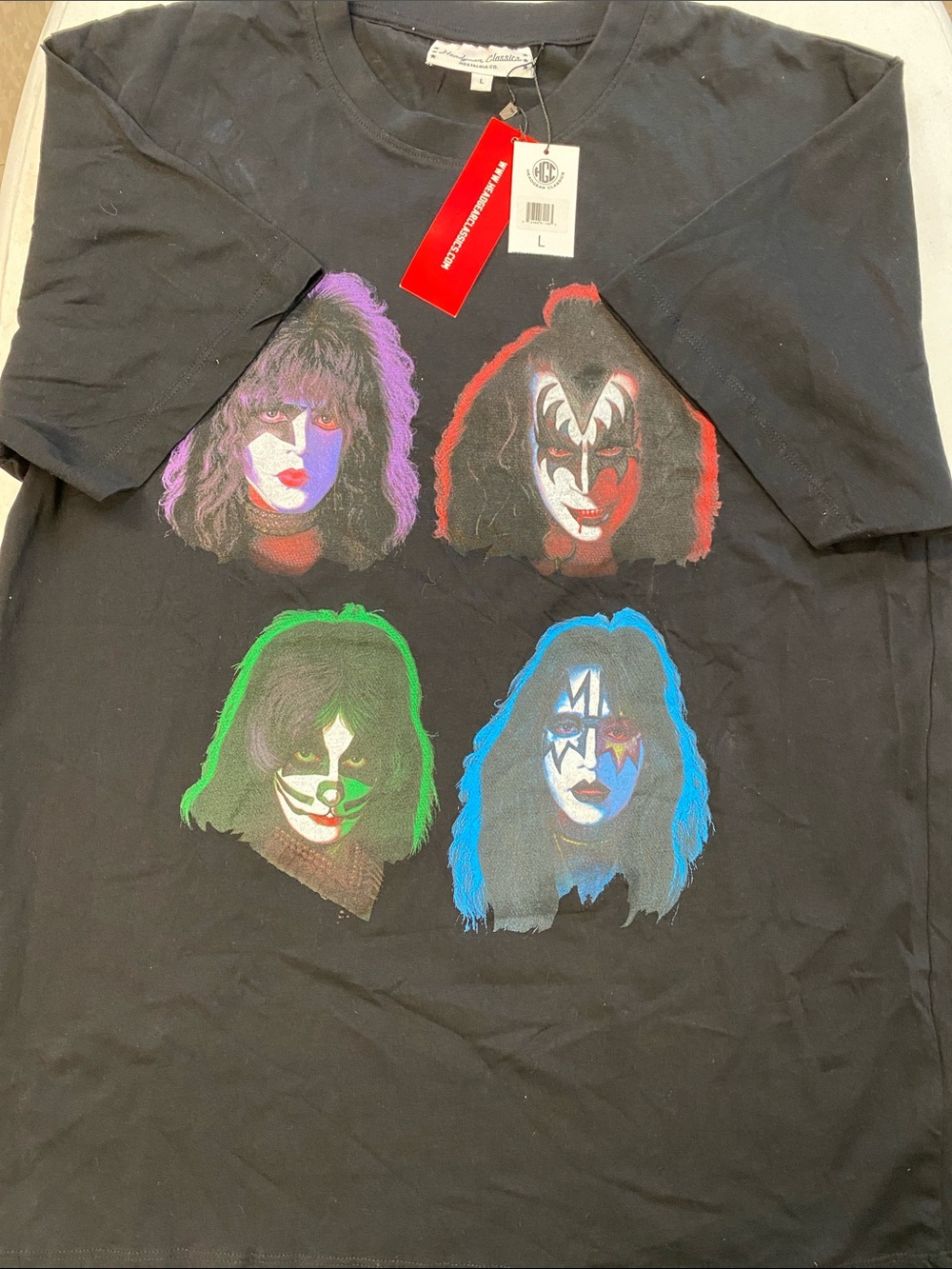 Headgear Classics Black Kiss  Graphic Band Faces T-Shirt